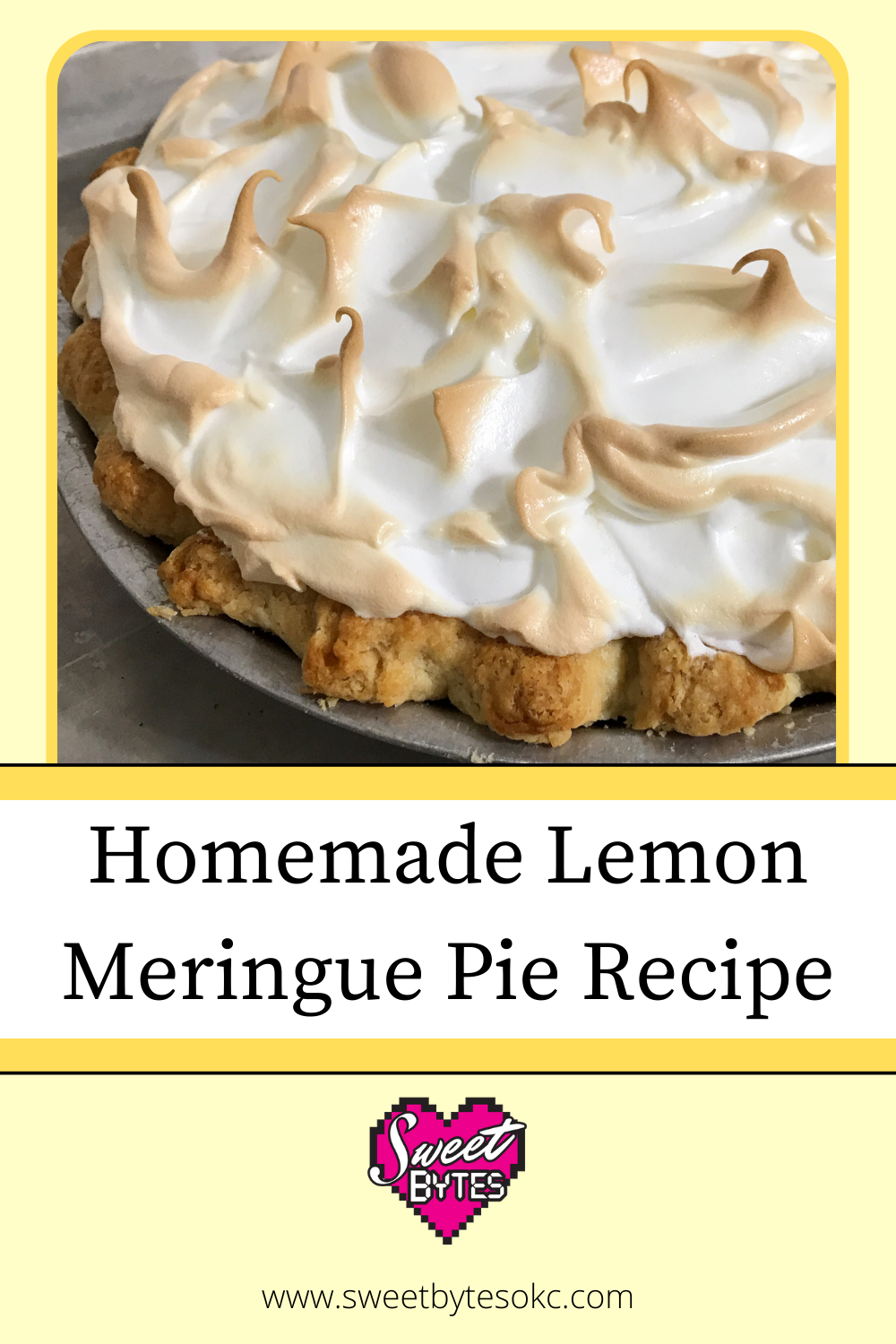 Homemade lemon meringue pie graphic for pinterest